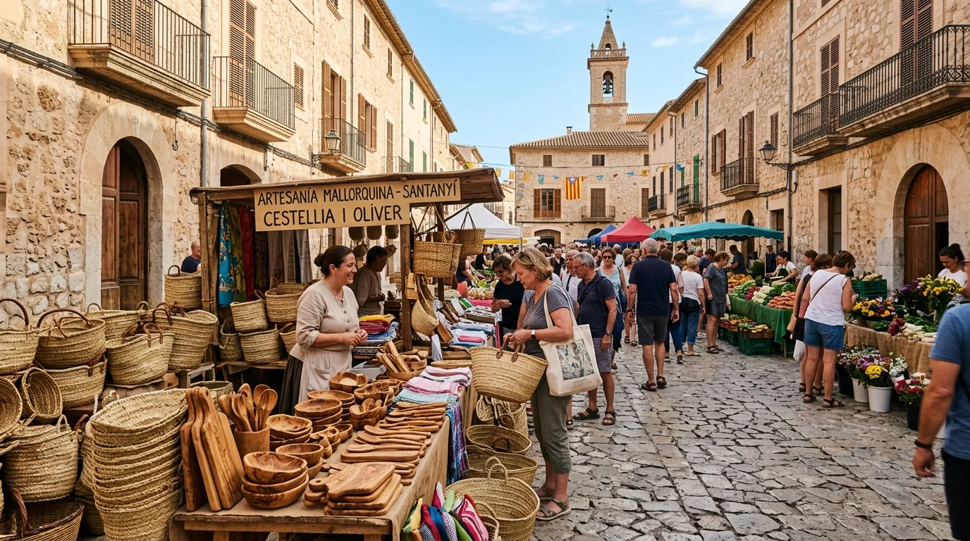 Mercat de l'Olivar in Palma with Mediterranean red prawns, Sobrassada, and local island cheeses
